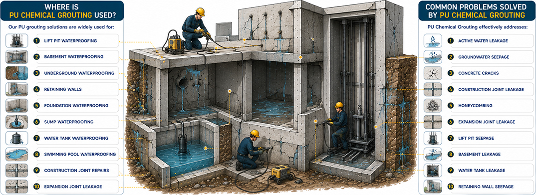 Where Is PU Chemical Grouting Used and Common Problems Solved