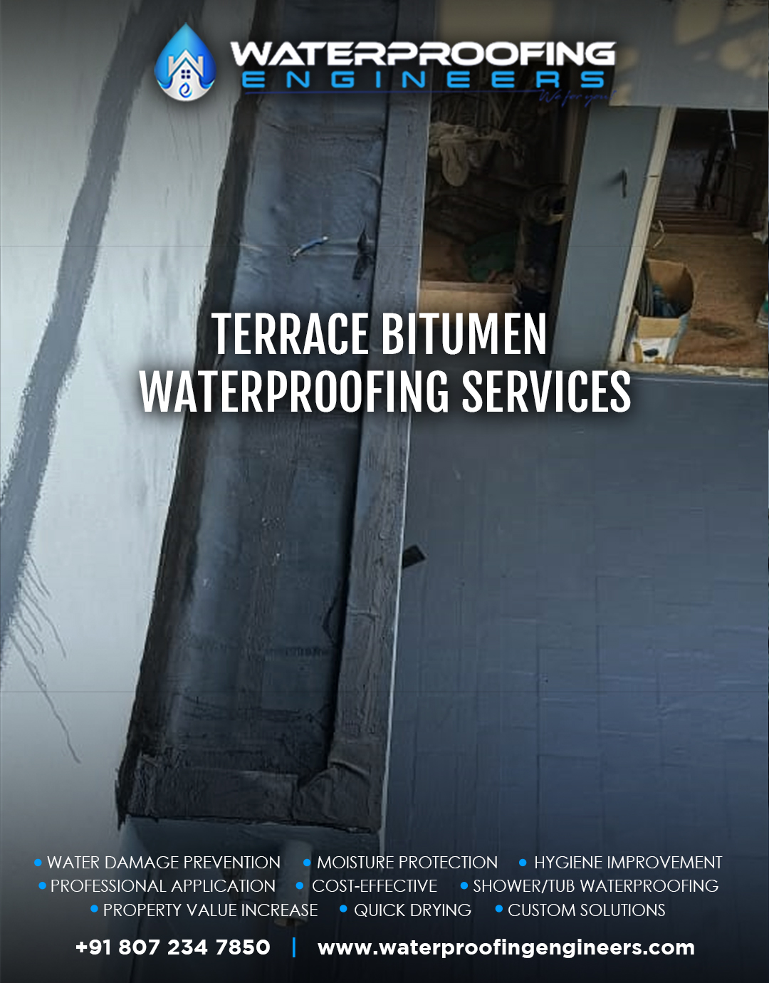 Terrace Bitumen Waterproofing Services at Thiruvanmiyur, Chennai By Waterproofing Engineers, Anna Nagar East, Chennai